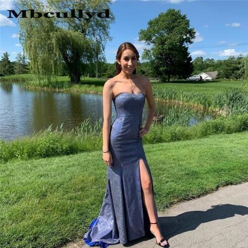 Mbcullyd Sparkly Sequined Mermaid Prom Dress for Black Girls Sweetheart Plus Size African Formal Evening Dress With High Split