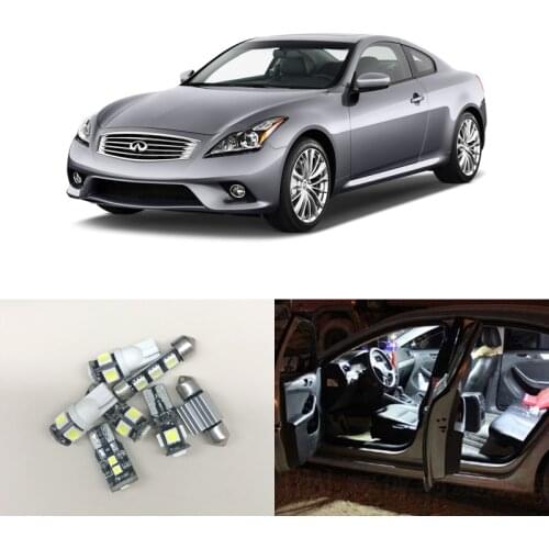 Fit For Infiniti G37 Coupe 2008-2011 WHITE Interior Led Package 7Pieces Deal Car License Plate Trunk Cargo Area Courtesy Lamp