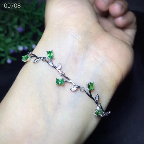 Natural Tsavorite Bracelet, Rare Gems, Simple Design, 925 Silver, High-end Colour Treasure Store