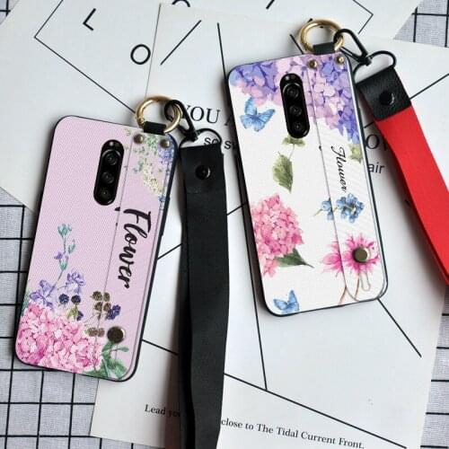 Luxury Floral Wristband Case For Sony Xperia 1 5 10 Plus 2019 3D Matte Silicone Full Coverr For Sony XZ1 Compact XZ2 XZ3 XZ4