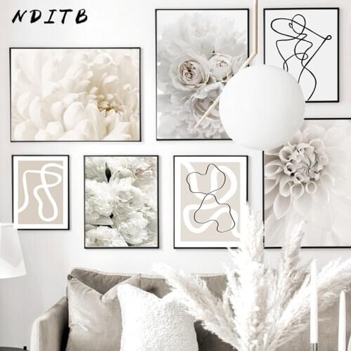 Nordic Abstract Line Drawing Canvas Wall Painting Art Print Flower Botanical Poster Simplicity Decorative Picture Home Decor