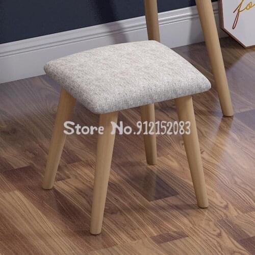 Dressing stool household bench modern minimalist makeup stool creative solid wood small square stool dining stool fabric adult