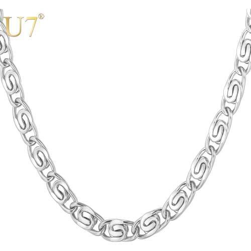 U7 Trendy 316L Stainless Steel Chain Necklace Never Fade 6MM Wide Snail Link Chains Necklaces Men Jewelry Wholesale N404