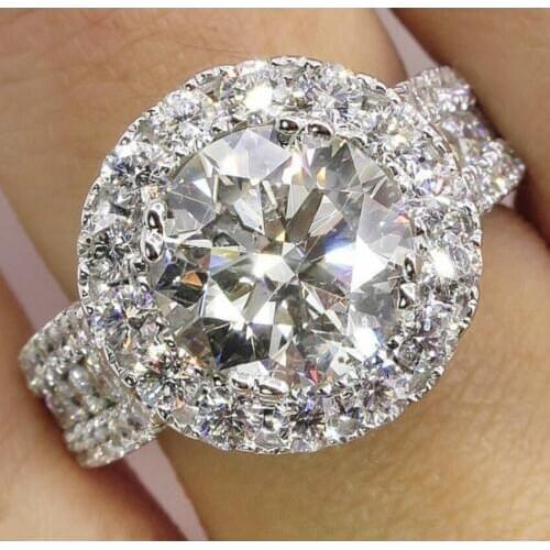 Victoria Drop Shipping Luxury Jewelry Sparkling Big 5A Zirconia CZ 925 Silver Fill Pave Party Wedding Band Ring for Lovers' Gift