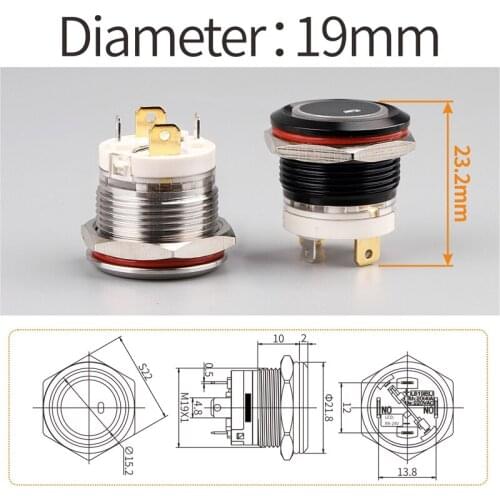 LANBOO New product 19mm high current 16Amp metal push button switch waterproof IP67 latching or momentary optional 12V 24V 220V