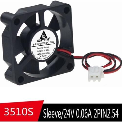 10pcs Gdstime DC sleeve 24V 35*35*10mm 3.5cm 2Pin 35mm x 10mm 3D printer Mini Motor Brushless Cooler Cooling axial Fan 3510s