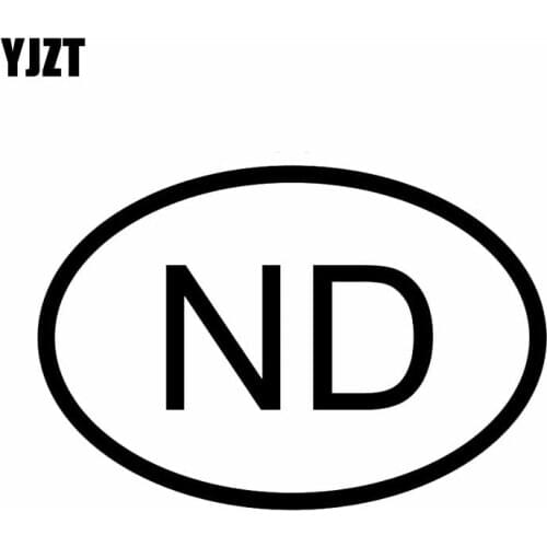 YJZT 14.6CM*9.8CM ND NORTH DAKOTA COUNTRY CODE OVAL CAR STICKER VINYL DECAL Black Silver C10-01342