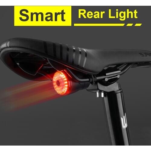 NEWBOLER Smart Bicycle Tail Rear Light Auto Start Stop Brake IPX6 Waterproof USB Charge Cycling Tail Taillight Bike LED Lights
