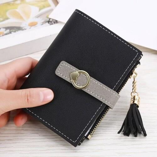 Women Wallets Short Lady Purses Tassels Coin Purse Pocket Pouch Cards Holder Clutch Female Wallet Bags Heart Hasp Moneybags