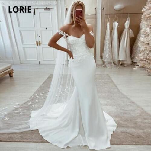 LORIE Boho Wedding Dresses Sweetheart Appliques Mermaid Wedding Gown Sexy White Ivory Bride Gown Custom Made vestidos de novia