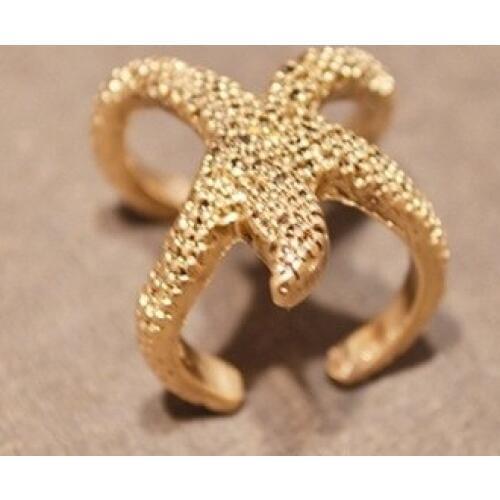 Golden Alloy Sea Animal Starfish Ring Charming Retro Jewelry Home Decoration Party Gifts