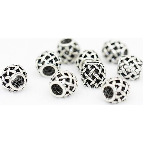 10 * 10mm alloy Tibetan silver hollow 5mm Beads mesh hollow ball for the European charm bracelet necklace DIY production