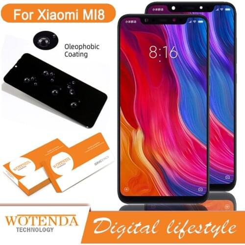 100% Original 6.21" Amoled Display with frame for XiaoMi Mi8 Mi 8 M1803E1A LCD Touch Screen Digitizer Assembly Repair Parts