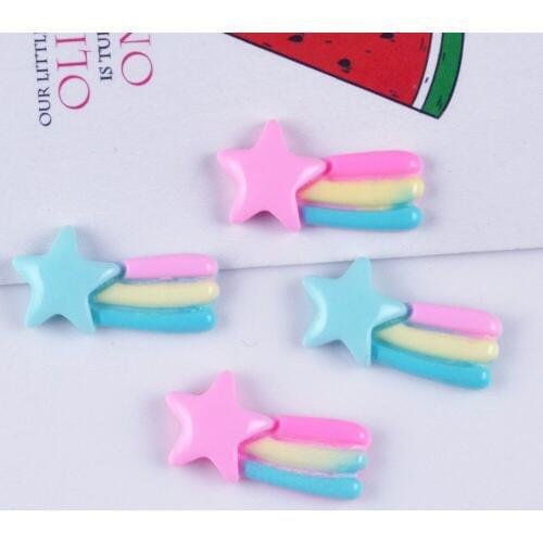 100pcs/lot 12X23mm Kawaii Resin Star Meteor Cabochon Flatback For Kids Hair Bow Scrapbooking Craft Mobile Shoe DIY Favor
