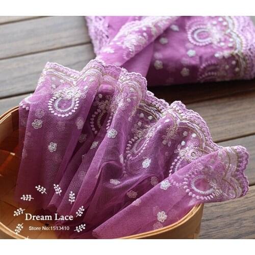 2yards/lot 7.49 Inches Wide Embroidered Tulle Lace trim mesh French Lace Fabric~Lace Ribbon~lovely~High Quality
