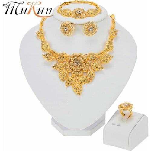 2021 MUKUN African Nigerian Wedding African Costume Jewelry Set Dubai Fashion Charm Neckace Jewelry sets For Women Party Gift