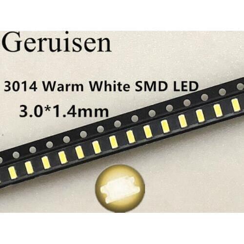 500PCS/3014 SMD LED Chip Warm White Ultra Bright 0.1W 10-12LM 30mA 3V Surface Mount Chip Light Emitting Diode Lamp SMD LED Bead