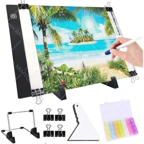 A5 LED Light Pad for Diamond Painting, USB Powered Light Board Kit, Adjustable Brightness with Detachable Stand and Clips