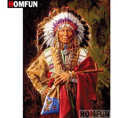 HOMFUN Full Square/Round Drill 5D DIY Diamond Painting "Indian feather " Embroidery Cross Stitch 5D Home Decor Gift A08780