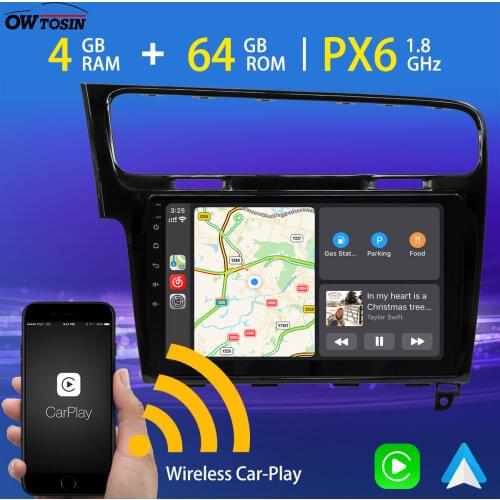 10.1" PX6 4+64G Car Multimedia Player GPS Radio Android 10 For VW Volkswagen Golf 7 MK7 DSP HDMI Wireless Carplay TDA7850 5*USB