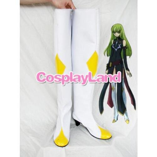 Code Geass White and Yellow Cosplay Boots Shoes Anime Party Cosplay Show Boots Custom Made for Adult Women Shoes