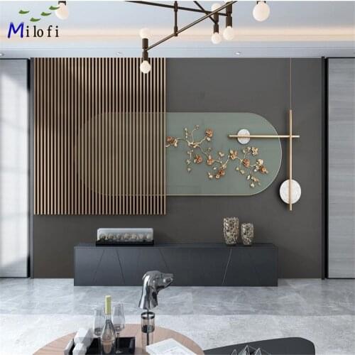 Milofi customized large 3d wallpaper mural photo modern light luxury three-dimensional geometric sculpture living room TV