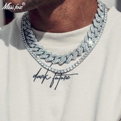 14mm Miami Big Box Cuban Clasp Link Chain Hip Hop Punk Luxury Gold Necklace Frozen out Cubic Zirconia Bling for Mens Jewelry