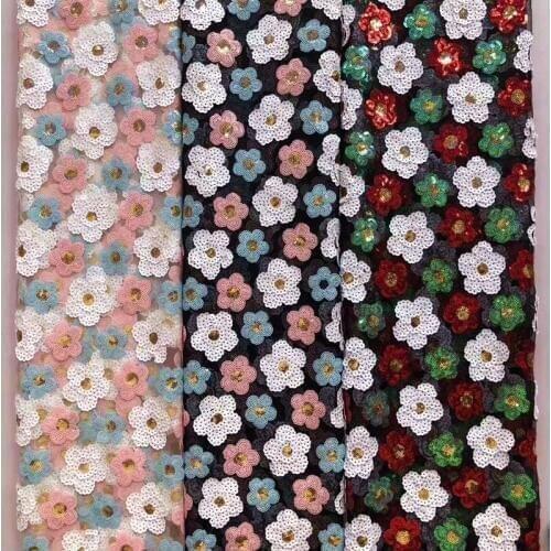 GLace 1Y/lot star patten sequins fabric mesh sewing lace cloth girl dress wedding decoration DIY accessories TX1527