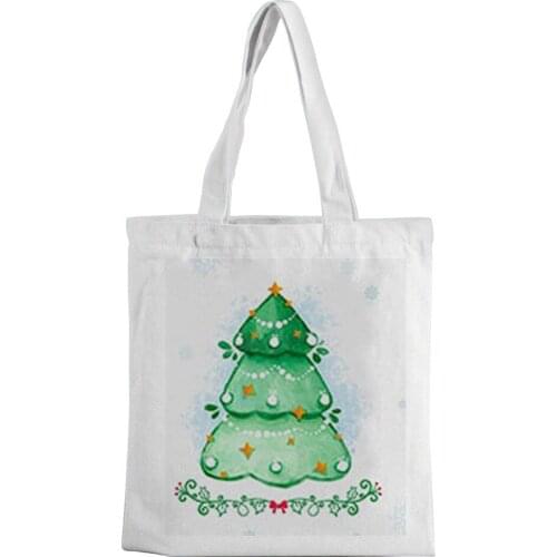 Canvas Bag Christmas Tree Picture Print Canvas Bag Fashion Casual Bag White Tote Bag Shoulder Bag Fashion Shopping Bag