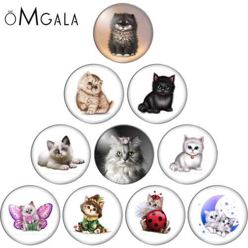 Art Lovely Baby Cat Drawings 10mm/12mm/14mm/16mm/18mm/20mm/25mm Round photo glass cabochon demo flat back Making findings