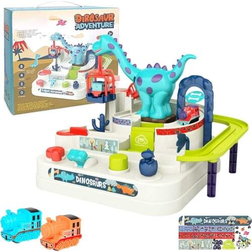 Dinosaur Adventure Game Racing Rail Car Model Racing Educational Toys for Kids ,Track Car Brain Game Toys for Children