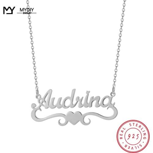 Customized 925 Stering Silver Name Necklace Personalized Letter Choker Necklace Pendant Nameplate Gift MYDIY New Trend Jewelry