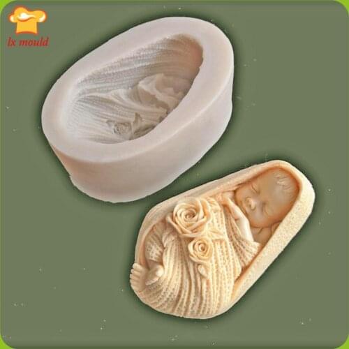 3D Swaddling Sleeping Baby Silicone Molds Gypsum Aromatherapy Tools Doll Fondant Candle Handmade Soap Clay Moulds