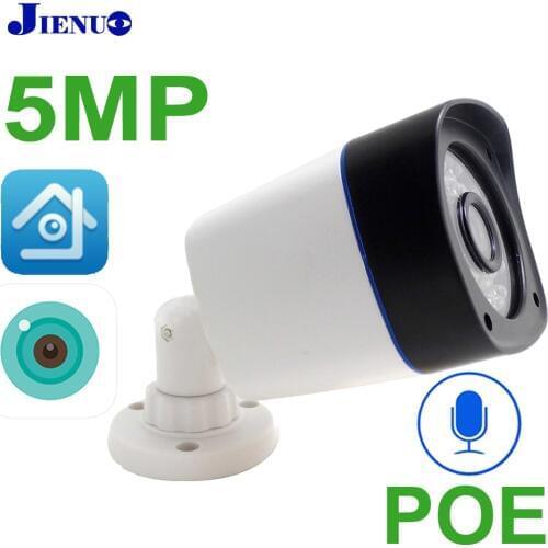JIENUO 5MP HD POE IP Camera Audio Night Vision Infrared Outdoor Waterproof Cctv Security Video Surveillance IPCam HD Home Camera