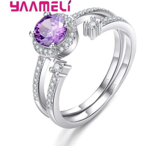 Factory Price Full Clear Crystal Rings For Woman/Men 925 Sterling Silver Cubic Zircon Engagement Wedding Finger Ring