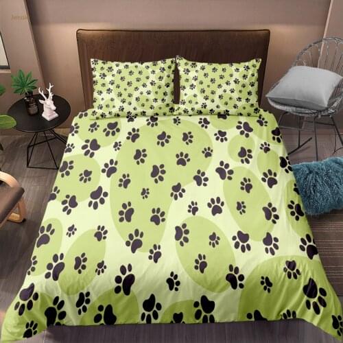 2/3 Pieces Dog Paw Bedding Set 3D Print Cartoon Lovely Kawaii Duvet Cover Comfortable Soft Bed Quilt Cover For Kids Bedspread