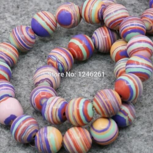 6 8 10mm Multicolor Rainbow Turkey Stone DIY Loose Round Beads Stripe Girls Handmade Ornaments Gifts Jewelry Lucky Stone Gems