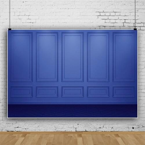 Laeacco Blue Chic Wall Wooden Floor Party Decor Baptism Family Shoot Portrait Interior Photo Background Photography Backdrops