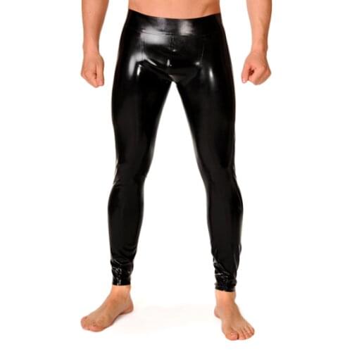Latex Pants Trousers No Zipper Black Sexy Men Leggings Fetish Rubber Pants Wet Look Club Wear S/M/L