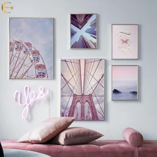 London Bridge Skyscraper Butterfly Canvas Painting Wall Art Nordic Posters and Prints Landscape Wall Pictures for Living Room