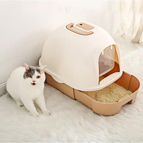 Cat tray Sandbox cat, Sandbox, domestic pet toilet with plastic spoon anti-splash, random Color