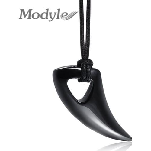 Modyle 2021 New Fashion Black Stainless Steel Necklace Bull Horn Design Man Jewelry Punk Biker Mens Pendants Necklaces