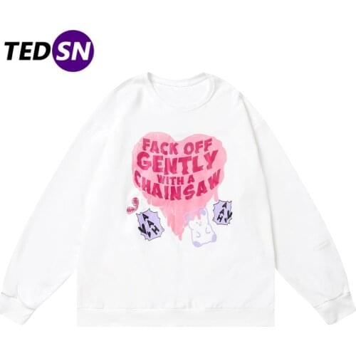 2021 Loose Autumn Cotton Pullover Men Hip Hop Vintage Bear Melting Love Sweatshirt Cotton Harajuku Loose Men Shirts Streetwear