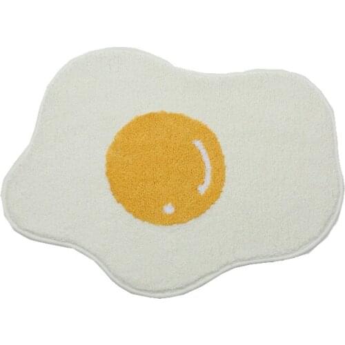 Yolk Egg Shape Soft Floor Mats for Kids Cartoon Plush Water Absorbent Bathroom Mat Doormat Childrens Room Rug