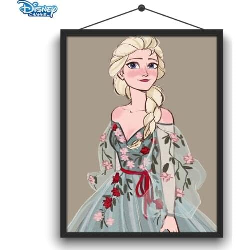Disney 5D DIY Diamond Painting Princess Simple Illustration Full Circle Diamond Embroidery Kit Handmade Craft Home Decoration