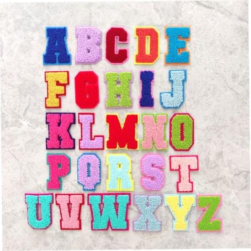 2021 New 3D Colorful A-Z 26 Letters Chenille Embroidered Patches IRON on Alphabet Letters Embroidery Applique Sewing diy