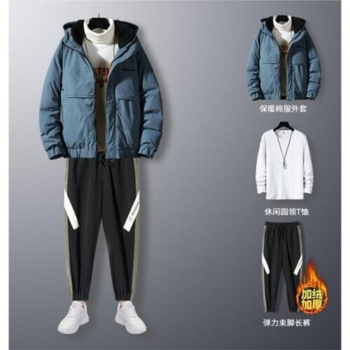 New mens suit fashion personality thick casual wear suit men winter warm hooded plus cotton thick coat