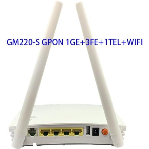 Newly released OEM ONT GPON ONU 1GE+3FE+1TEL+WIFI 2.4g 5db 2*antenna English interface, Customized for you EG8141A5