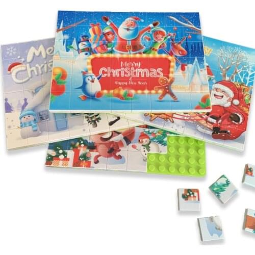 New Plastic Block Early Educational Toy Santa Claus Christmas 3D DIY Building Block Puzzle Toy For Toddler Children Kids Gift