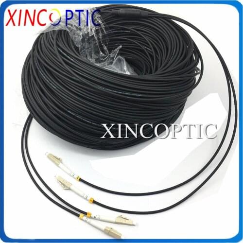 50M,2C,OM3-300,LSZH Jacket,Armored Black Cable,3.0mm,LC ST FC SCUPC-LC/UPC Duplex Armored Fiber Patch Cord,without Reel Roll